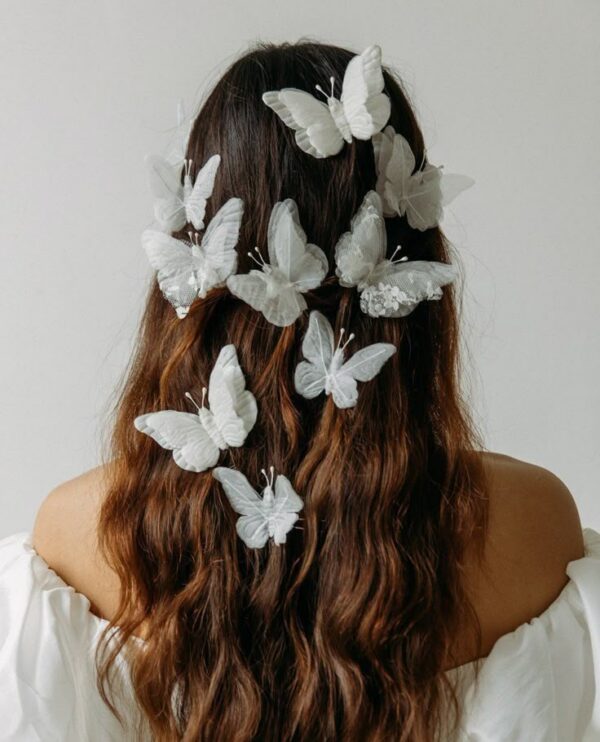 กิ๊บผีเสื้อโบฮีเมียน - กิ๊บผีเสื้อสีขาว 3 มิติ ใช้จัดแต่งผม