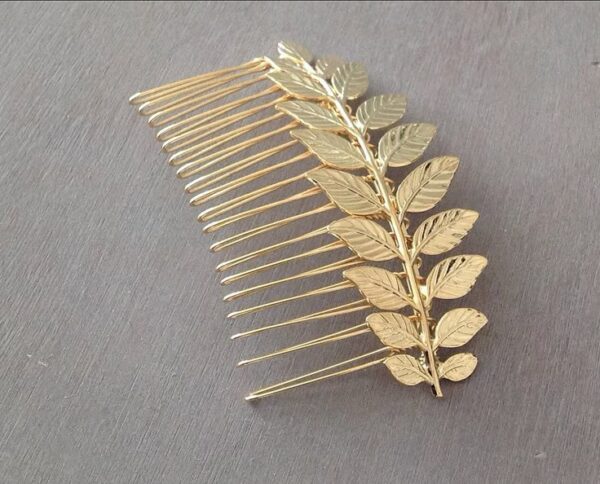 หวีสับใบไม้ - หวีสับดีไซน์ใบไม้สีทองขนาดใหญ่