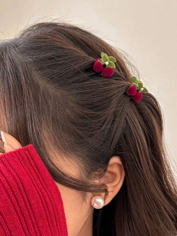 กิ๊บโบว์ลูกเชอร์รี่ - กิ๊บโบว์ผ้าเล็กๆ ประดับลูกเชอร์รี่จิ๋ว