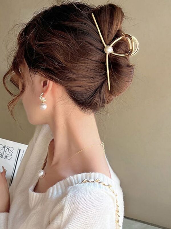 กิ๊บปักผมทอง - กิ๊บโลหะทรงโค้ง ประดับไข่มุก